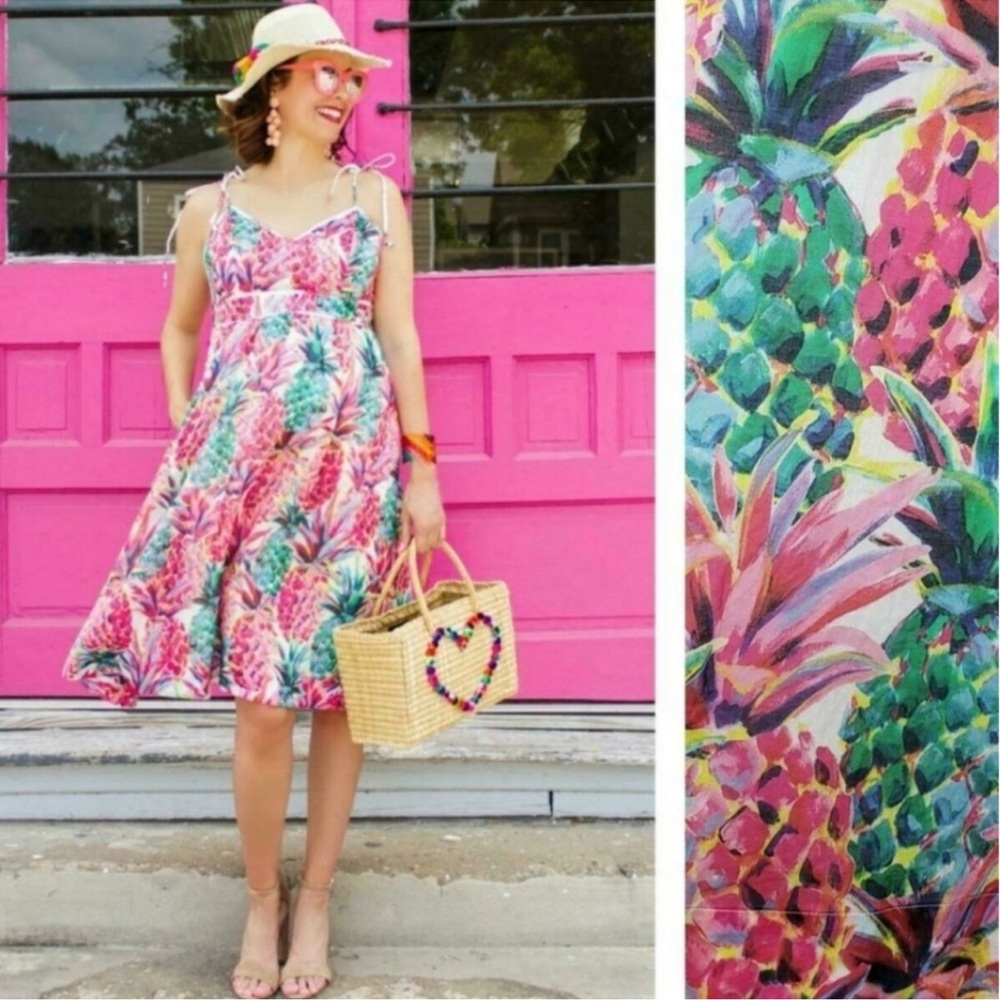 J.Crew Ratti Pineapple Summer Dress- size 14 
Hard to find!! - Picture 2 of 13